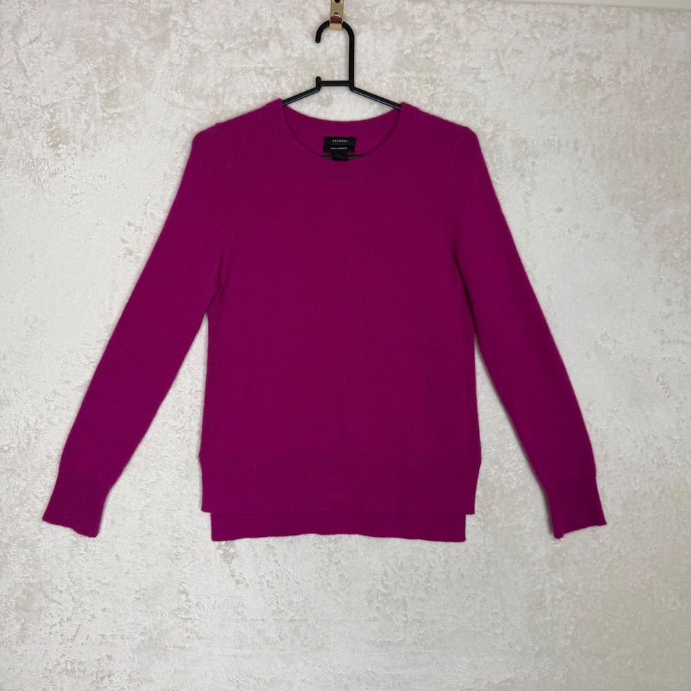 Halogen Womens 100% Cashmere Crewneck Sweater Magenta Pink Quiet Luxury Size XS